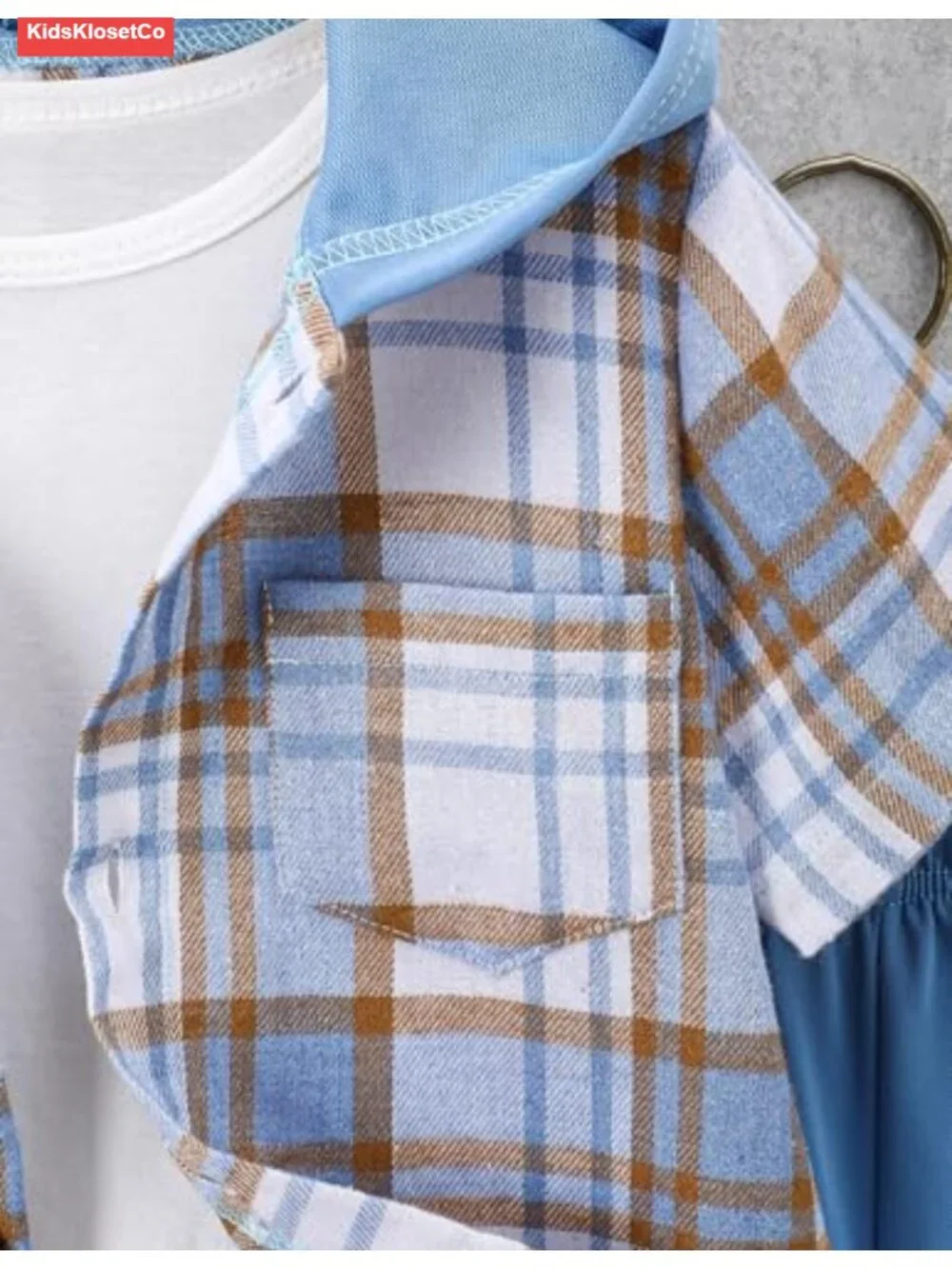 Boys Short Sleeve Hooded Plaid Button Shirt and Jogger Shorts Set